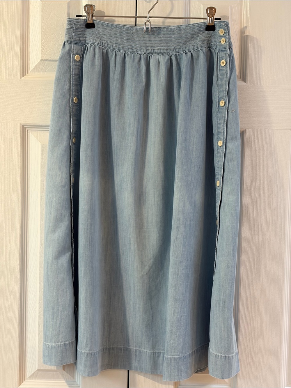 Madewell Light Blue Button Side Midi Skirt Size 4